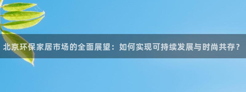 杏耀平台注册：北京环保家居市场的全面展望：如何实现可持续发展
